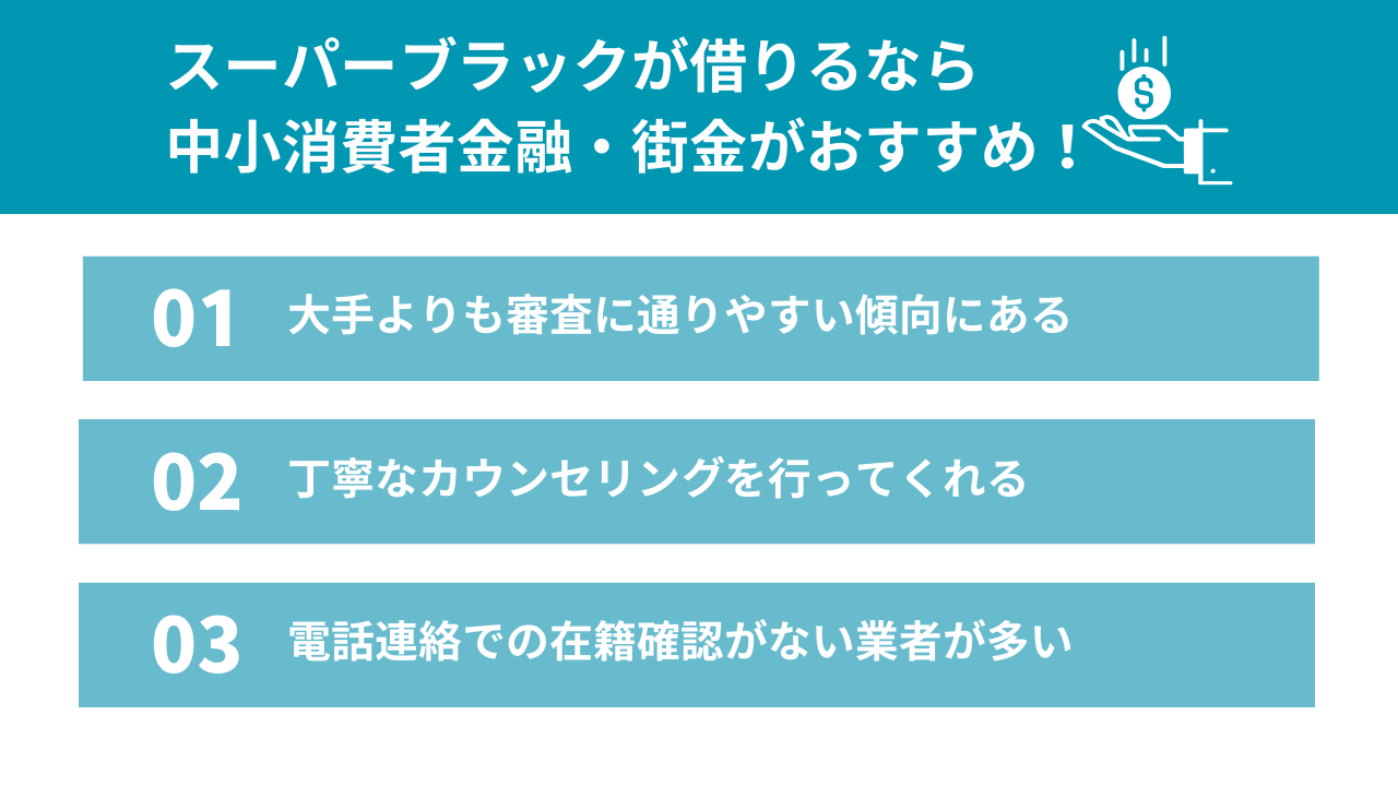 スーパーブラックが借りるなら中小消費者金融・街金がおすすめ!