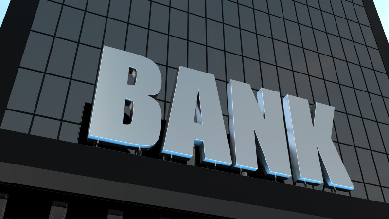 BANKと書かれた建物